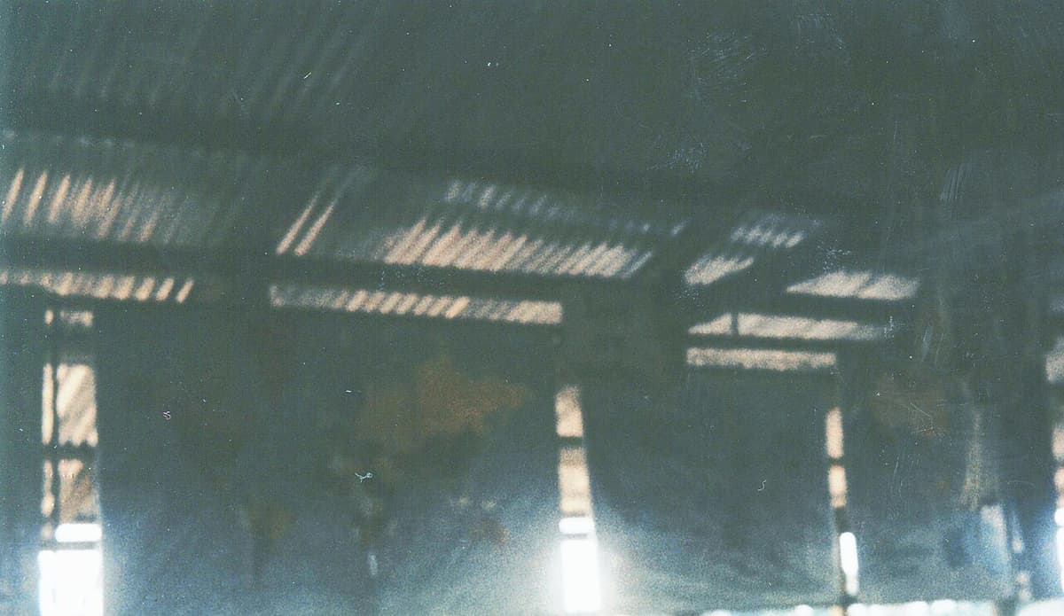 The central pavilion where the community gathered, photographed by the FBI after November 1978.